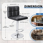 Homall Bar Stools Modern PU Leather Adjustable Swivel Barstools, Armless Hydraulic Kitchen Counter Bar Stool Extra Height Square Island Barstool with Back Set of 2 (Leather, Black) - Grand Goldman