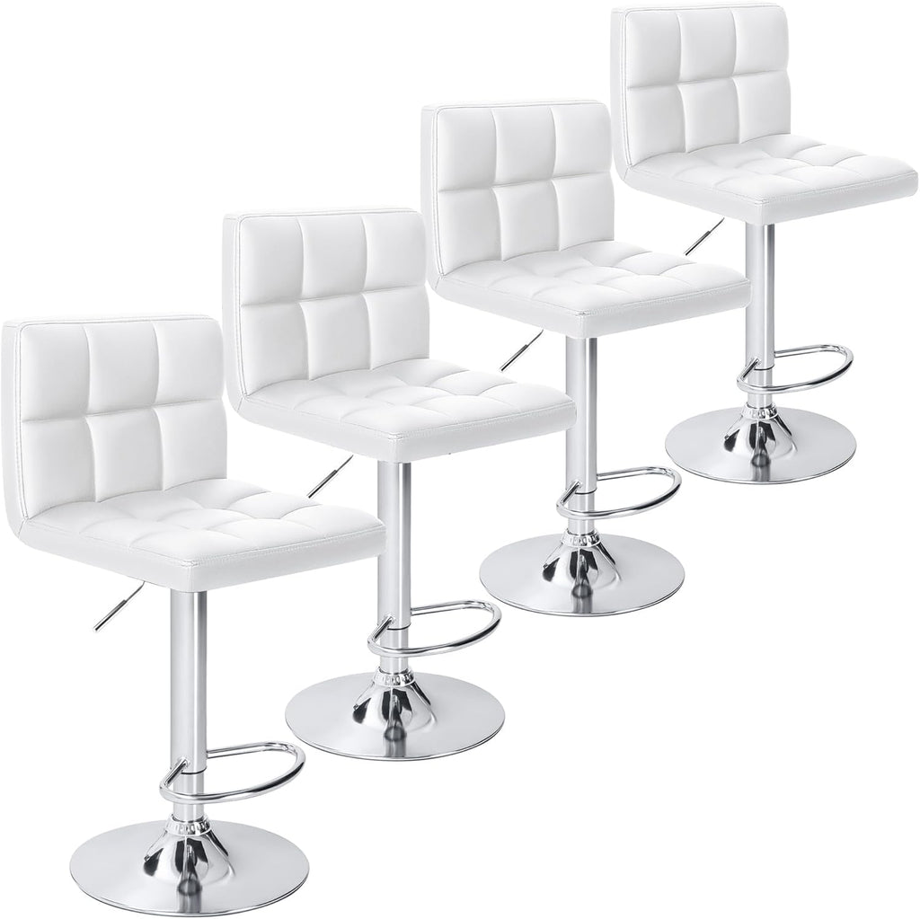 Homall Bar Stools Modern PU Leather Adjustable Swivel Barstools, Armless Hydraulic Kitchen Counter Bar Stool Extra Height Square Island Barstool with Back Set of 2 (Leather, Black) - Grand Goldman