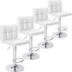 Homall Bar Stools Modern PU Leather Adjustable Swivel Barstools, Armless Hydraulic Kitchen Counter Bar Stool Extra Height Square Island Barstool with Back Set of 2 (Leather, Black) - Grand Goldman