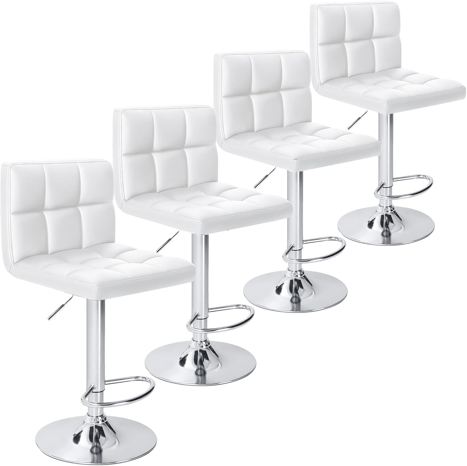 Homall Bar Stools Modern PU Leather Adjustable Swivel Barstools, Armless Hydraulic Kitchen Counter Bar Stool Extra Height Square Island Barstool with Back Set of 2 (Leather, Black) - Grand Goldman