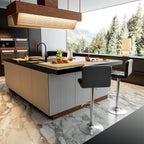 Homall Bar Stools Modern PU Leather Adjustable Swivel Barstools, Armless Hydraulic Kitchen Counter Bar Stool Extra Height Square Island Barstool with Back Set of 2 (Leather, Black) - Grand Goldman
