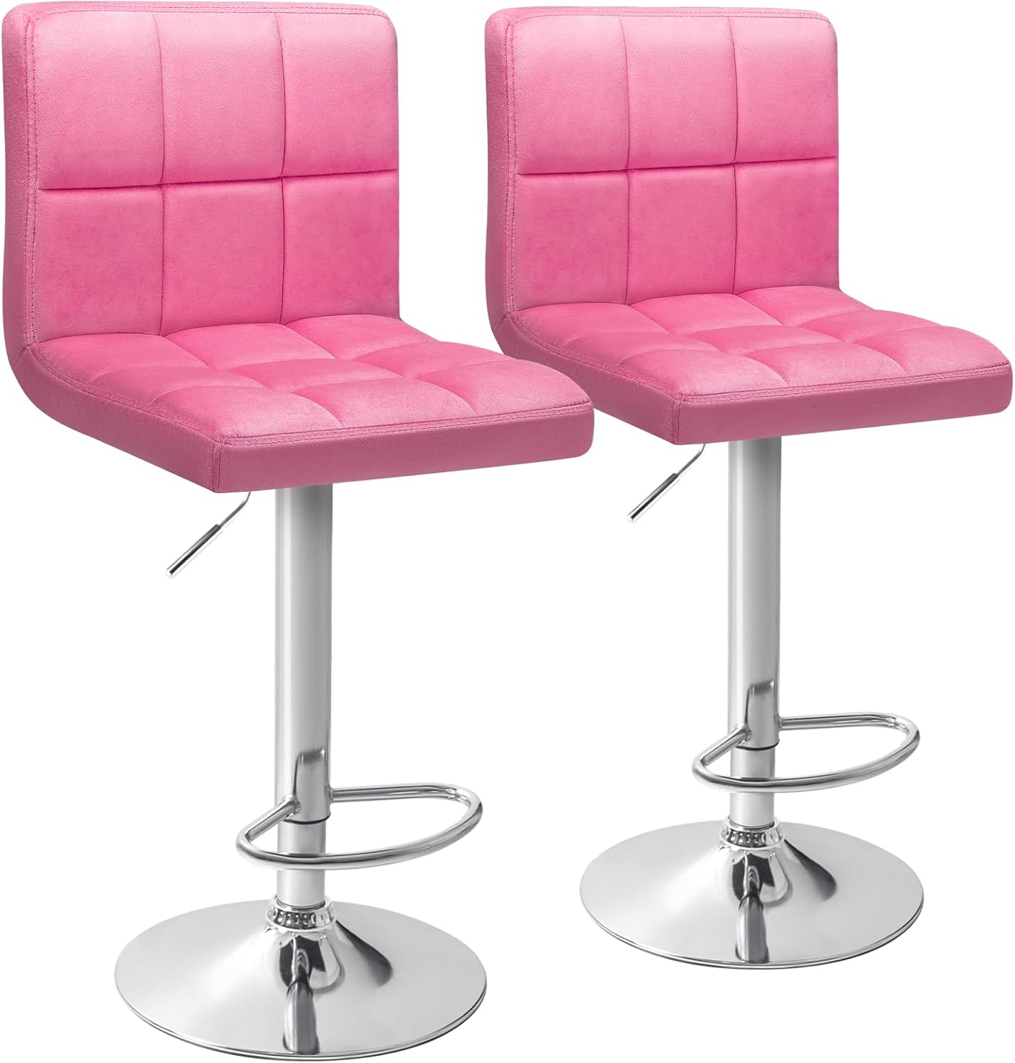 Homall Bar Stools Modern PU Leather Adjustable Swivel Barstools, Armless Hydraulic Kitchen Counter Bar Stool Extra Height Square Island Barstool with Back Set of 2 (Leather, Black) - Grand Goldman