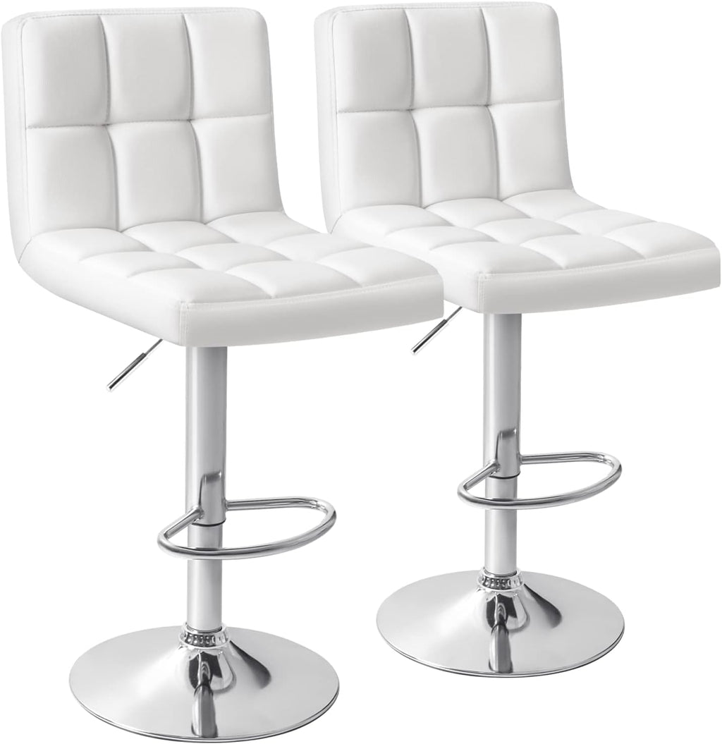 Homall Bar Stools Modern PU Leather Adjustable Swivel Barstools, Armless Hydraulic Kitchen Counter Bar Stool Extra Height Square Island Barstool with Back Set of 2 (Leather, Black) - Grand Goldman