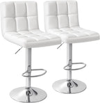 Homall Bar Stools Modern PU Leather Adjustable Swivel Barstools, Armless Hydraulic Kitchen Counter Bar Stool Extra Height Square Island Barstool with Back Set of 2 (Leather, Black) - Grand Goldman