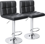 Homall Bar Stools Modern PU Leather Adjustable Swivel Barstools, Armless Hydraulic Kitchen Counter Bar Stool Extra Height Square Island Barstool with Back Set of 2 (Leather, Black) - Grand Goldman
