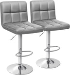 Homall Bar Stools Modern PU Leather Adjustable Swivel Barstools, Armless Hydraulic Kitchen Counter Bar Stool Extra Height Square Island Barstool with Back Set of 2 (Leather, Black) - Grand Goldman
