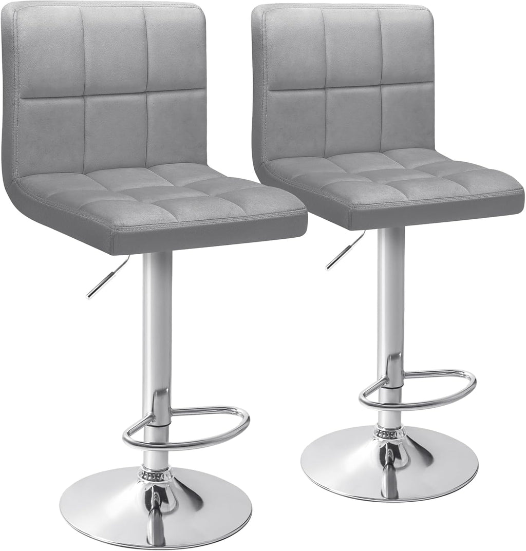 Homall Bar Stools Modern PU Leather Adjustable Swivel Barstools, Armless Hydraulic Kitchen Counter Bar Stool Extra Height Square Island Barstool with Back Set of 2 (Leather, Black) - Grand Goldman