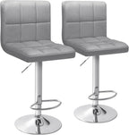 Homall Bar Stools Modern PU Leather Adjustable Swivel Barstools, Armless Hydraulic Kitchen Counter Bar Stool Extra Height Square Island Barstool with Back Set of 2 (Leather, Black) - Grand Goldman