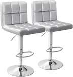 Homall Bar Stools Modern PU Leather Adjustable Swivel Barstools, Armless Hydraulic Kitchen Counter Bar Stool Extra Height Square Island Barstool with Back Set of 2 (Leather, Black) - Grand Goldman