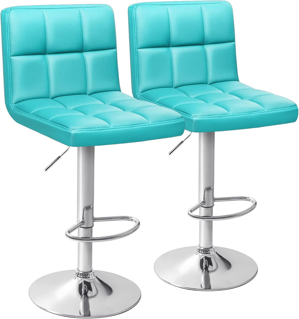 Homall Bar Stools Modern PU Leather Adjustable Swivel Barstools, Armless Hydraulic Kitchen Counter Bar Stool Extra Height Square Island Barstool with Back Set of 2 (Leather, Black) - Grand Goldman