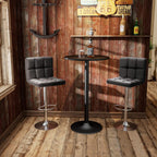 Homall Bar Stools Modern PU Leather Adjustable Swivel Barstools, Armless Hydraulic Kitchen Counter Bar Stool Extra Height Square Island Barstool with Back Set of 2 (Leather, Black) - Grand Goldman