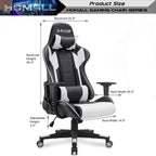 Homall Gaming Chair, Office Chair High Back Computer Chair Leather Desk Chair Racing Executive Ergonomic Adjustable Swivel Task Chair with Headrest and Lumbar Support (White) - Grand Goldman