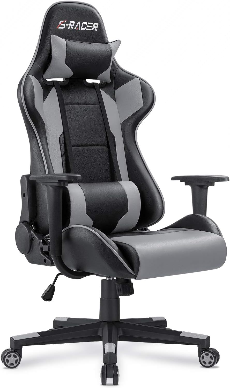 Homall Gaming Chair, Office Chair High Back Computer Chair Leather Desk Chair Racing Executive Ergonomic Adjustable Swivel Task Chair with Headrest and Lumbar Support (White) - Grand Goldman
