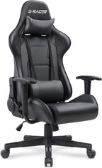 Homall Gaming Chair, Office Chair High Back Computer Chair Leather Desk Chair Racing Executive Ergonomic Adjustable Swivel Task Chair with Headrest and Lumbar Support (White) - Grand Goldman