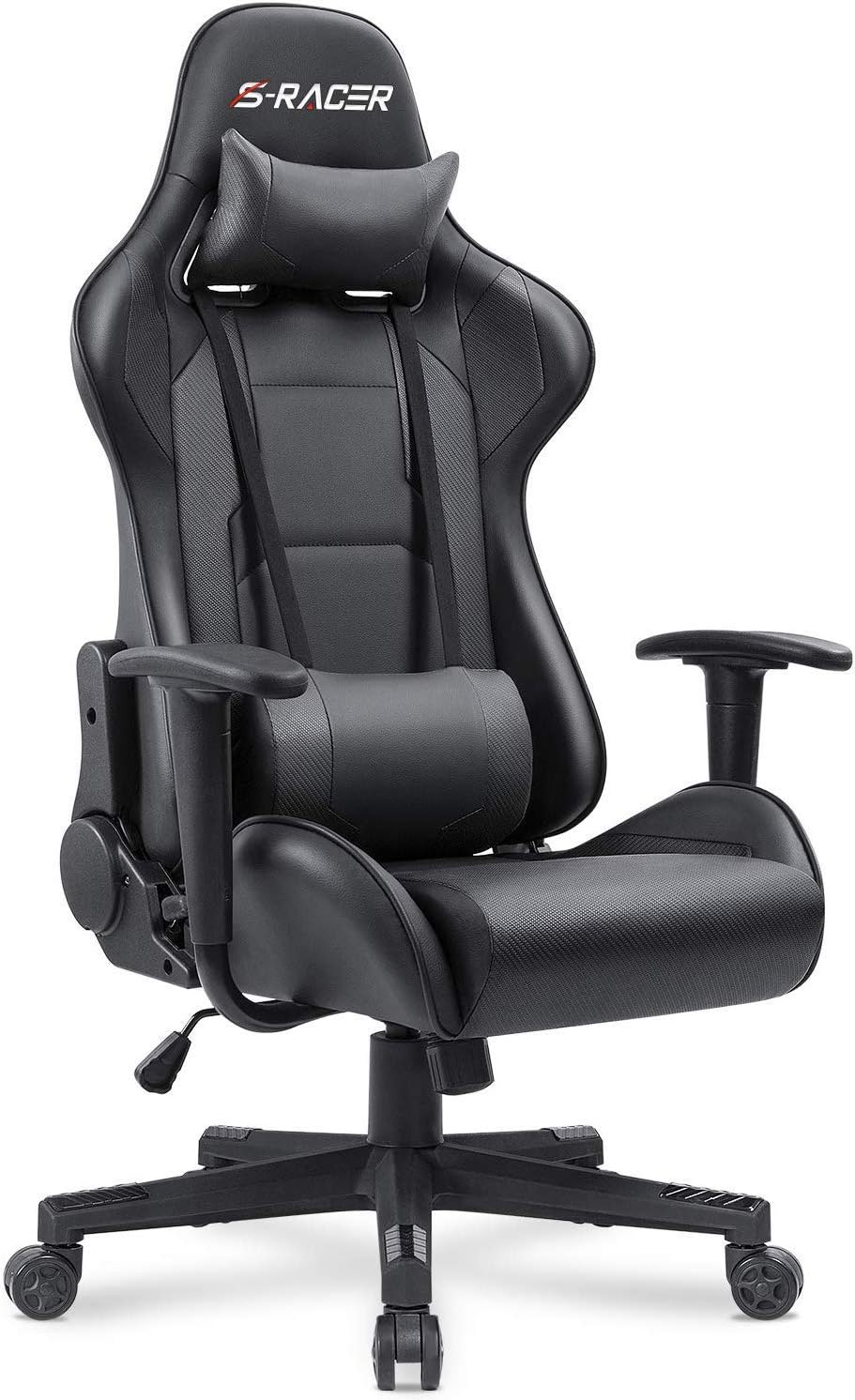 Homall Gaming Chair, Office Chair High Back Computer Chair Leather Desk Chair Racing Executive Ergonomic Adjustable Swivel Task Chair with Headrest and Lumbar Support (White) - Grand Goldman