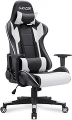 Homall Gaming Chair, Office Chair High Back Computer Chair Leather Desk Chair Racing Executive Ergonomic Adjustable Swivel Task Chair with Headrest and Lumbar Support (White) - Grand Goldman