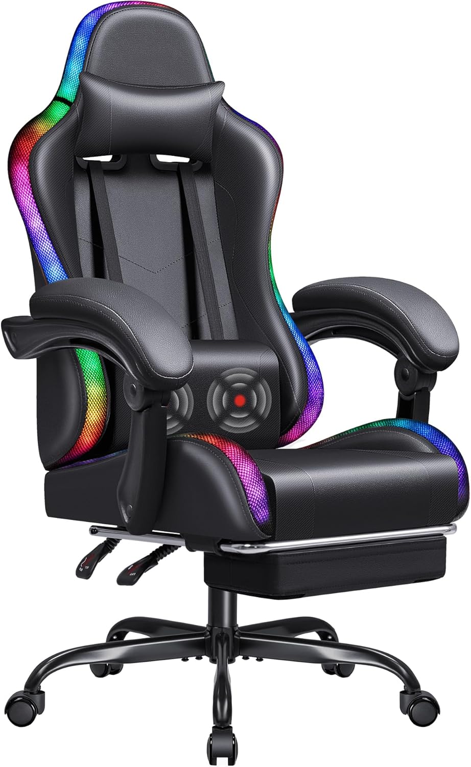 Homall Gaming Chair, Video Game Chair with Footrest and Massage Lumbar Support, Ergonomic Computer Chair Height Adjustable with Swivel Seat and Headrest (White) - Grand Goldman