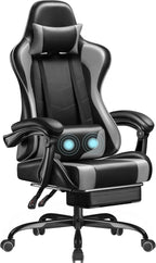 Homall Gaming Chair, Video Game Chair with Footrest and Massage Lumbar Support, Ergonomic Computer Chair Height Adjustable with Swivel Seat and Headrest (White) - Grand Goldman