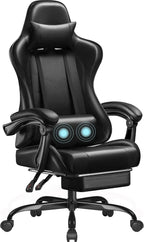 Homall Gaming Chair, Video Game Chair with Footrest and Massage Lumbar Support, Ergonomic Computer Chair Height Adjustable with Swivel Seat and Headrest (White) - Grand Goldman