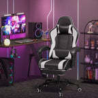 Homall Gaming Chair, Video Game Chair with Footrest and Massage Lumbar Support, Ergonomic Computer Chair Height Adjustable with Swivel Seat and Headrest (White) - Grand Goldman