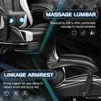 Homall Gaming Chair, Video Game Chair with Footrest and Massage Lumbar Support, Ergonomic Computer Chair Height Adjustable with Swivel Seat and Headrest (White) - Grand Goldman