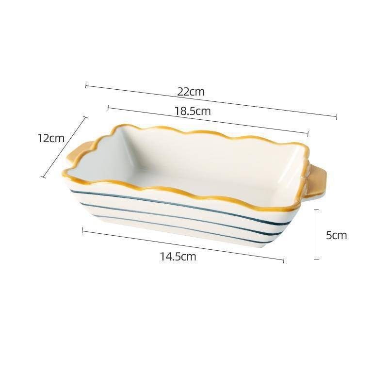 Home Baking Dish Ceramic Plate Creative Rectangular Plate - Grand Goldman