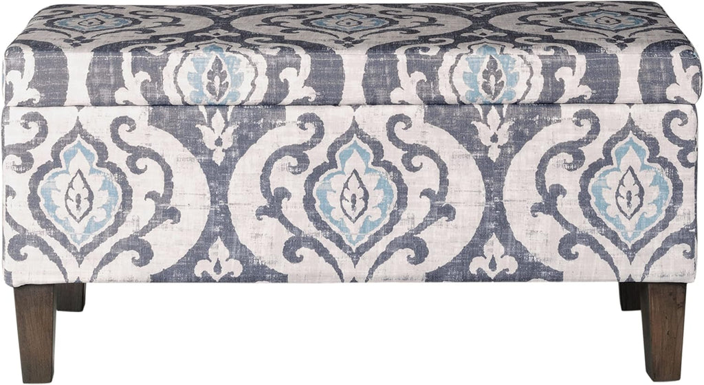 HomePop Malmo Decorative Storage Bench -Cream Chevron Woven - Grand Goldman