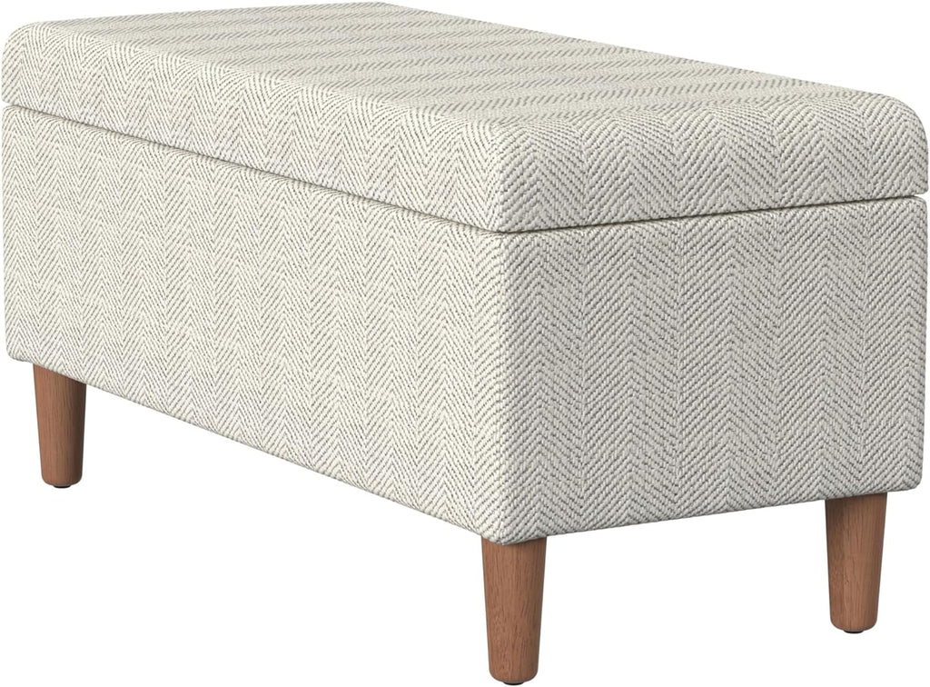 HomePop Malmo Decorative Storage Bench -Cream Chevron Woven - Grand Goldman