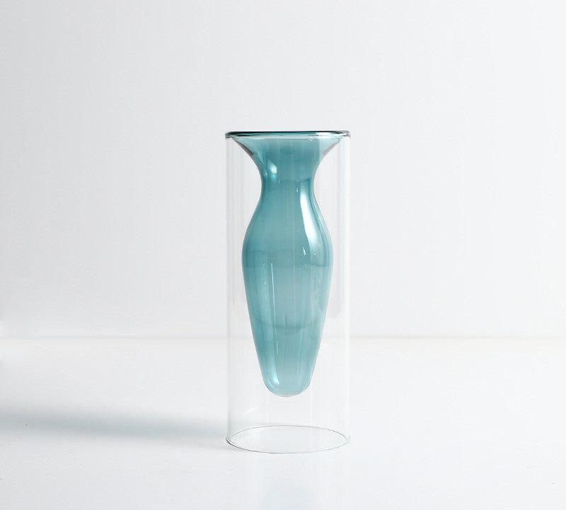 Home Decoration Accessories Nordic Ins Colourful Glass Transparent Vase Living Room Dining Table Dried Flowers Hydroponic Vases - Grand Goldman