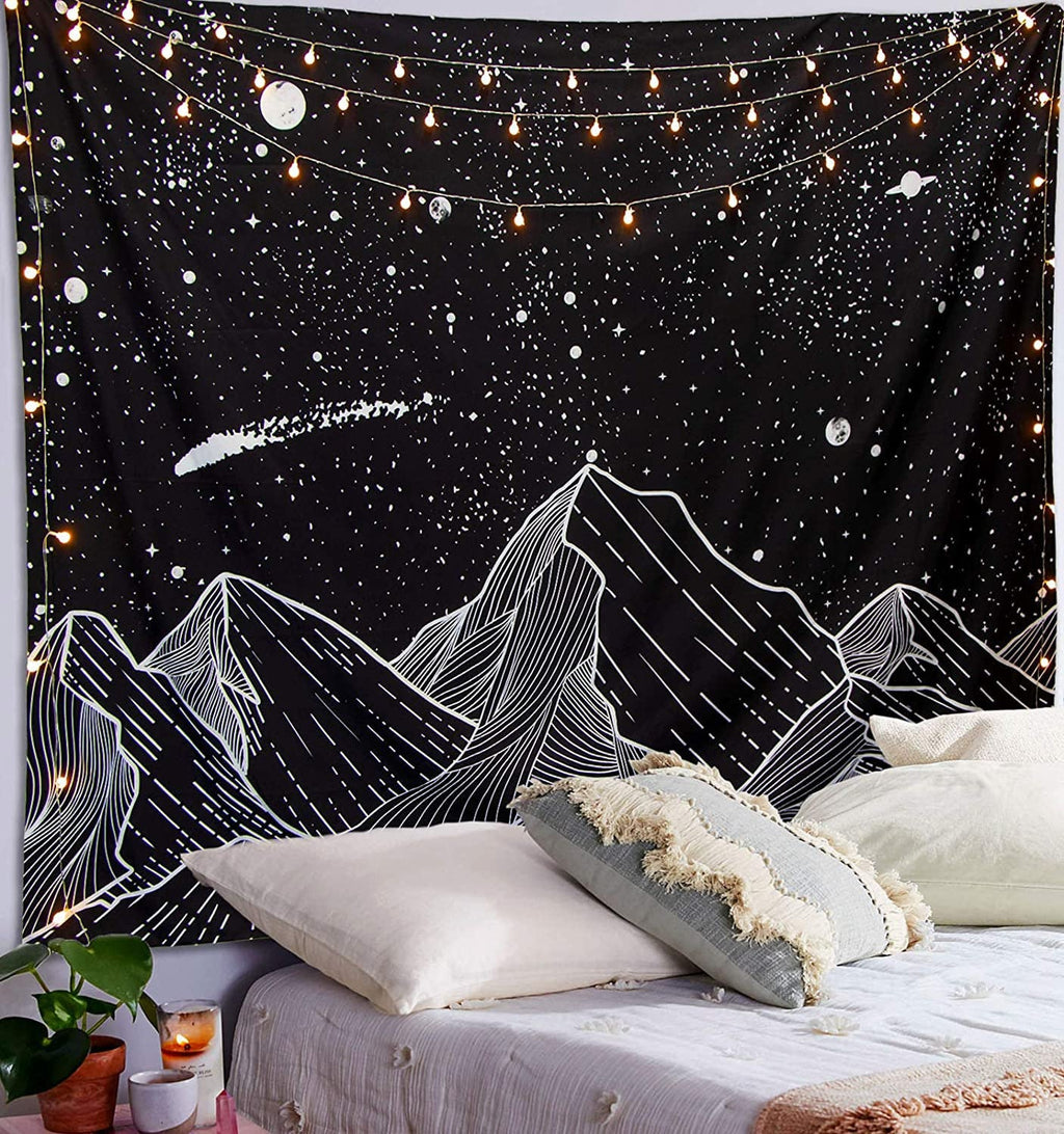 Home Decorative Wall Hangings Star Black And White Art Tapestry - Grand Goldman