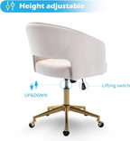 Home Office Chair Swivel Velvet Desk Chair Accent Armchair Upholstered Modern Tufted Chairs with Gold Base for Girls Women Ergonomic Study Seat Computer Task Stools for Living Room(Cream) - Grand Goldman