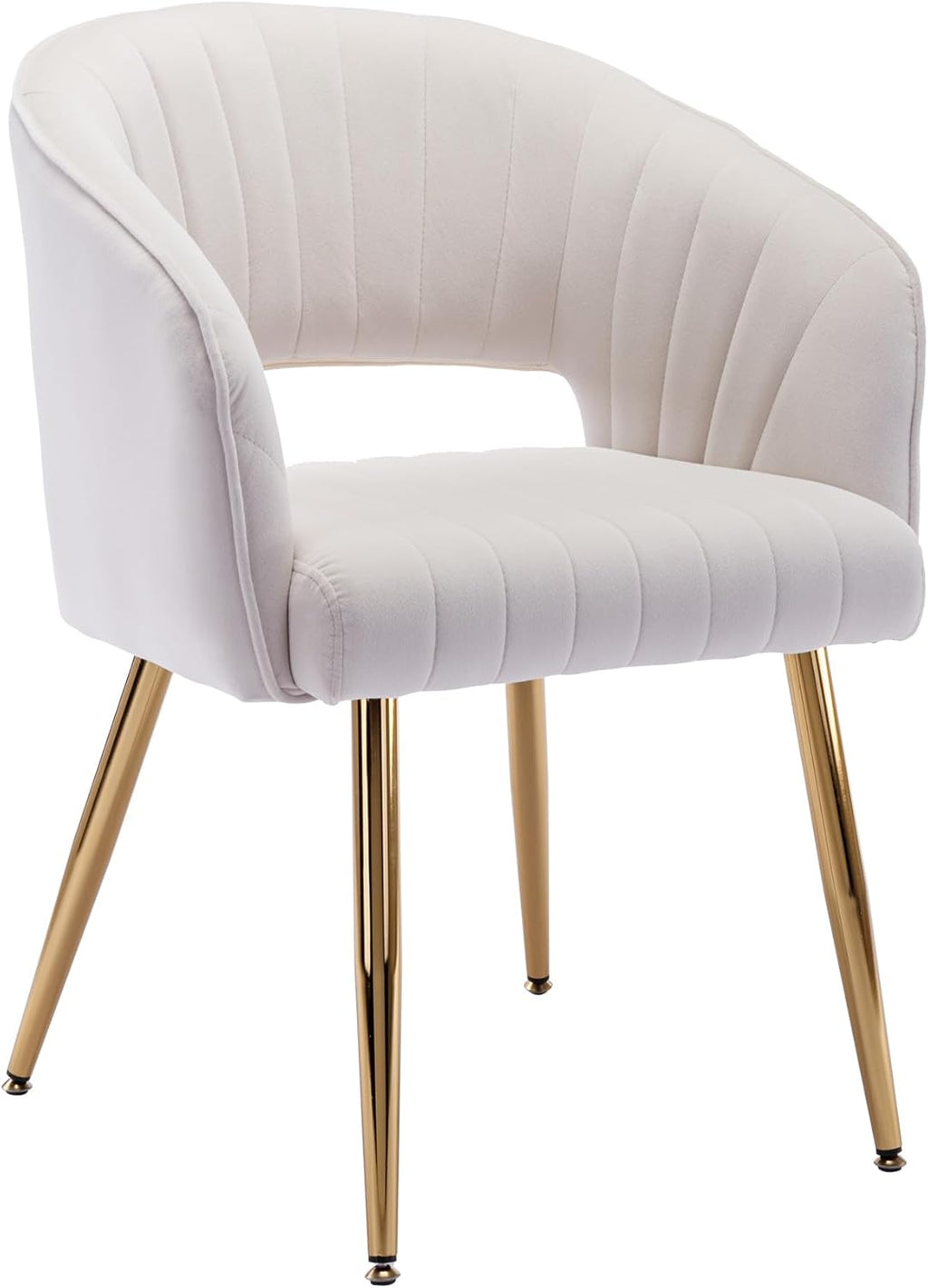 Home Office Chair Swivel Velvet Desk Chair Accent Armchair Upholstered Modern Tufted Chairs with Gold Base for Girls Women Ergonomic Study Seat Computer Task Stools for Living Room(Cream) - Grand Goldman