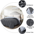 Homelike Moment Lightweight Queen Comforter - Grey Down Alternative Bedding Comforters Queen Size, All Season Duvet Insert Quilted Reversible Bed Comforter Soft Queen Full Size Dark Gray/Light Grey - Grand Goldman