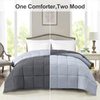 Homelike Moment Lightweight Queen Comforter - Grey Down Alternative Bedding Comforters Queen Size, All Season Duvet Insert Quilted Reversible Bed Comforter Soft Queen Full Size Dark Gray/Light Grey - Grand Goldman