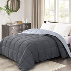 Homelike Moment Lightweight Queen Comforter - Grey Down Alternative Bedding Comforters Queen Size, All Season Duvet Insert Quilted Reversible Bed Comforter Soft Queen Full Size Dark Gray/Light Grey - Grand Goldman
