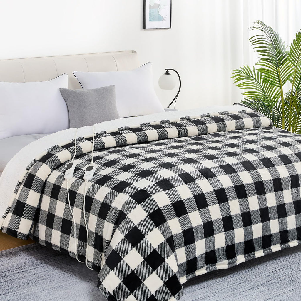 Homemate Electric Blanket Heated Throw - 50“x60“ Ultra Soft Cozy Flannel Heating Blanket with 10 Fast Heat Levels 8 Hours Auto Off Over-Heated Protection ETL Certification Keep Warm in Home Office - Grand Goldman