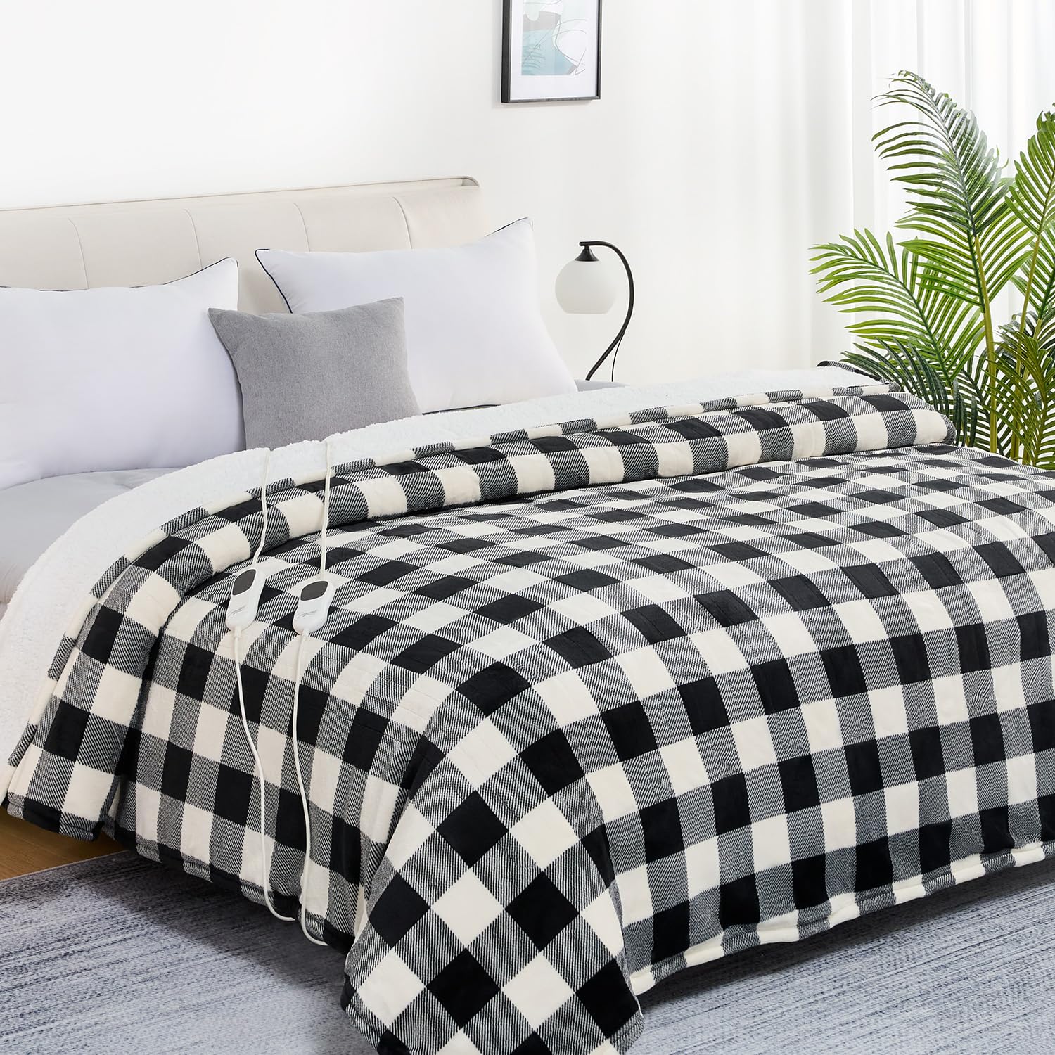 Homemate Electric Blanket Heated Throw - 50“x60“ Ultra Soft Cozy Flannel Heating Blanket with 10 Fast Heat Levels 8 Hours Auto Off Over-Heated Protection ETL Certification Keep Warm in Home Office - Grand Goldman