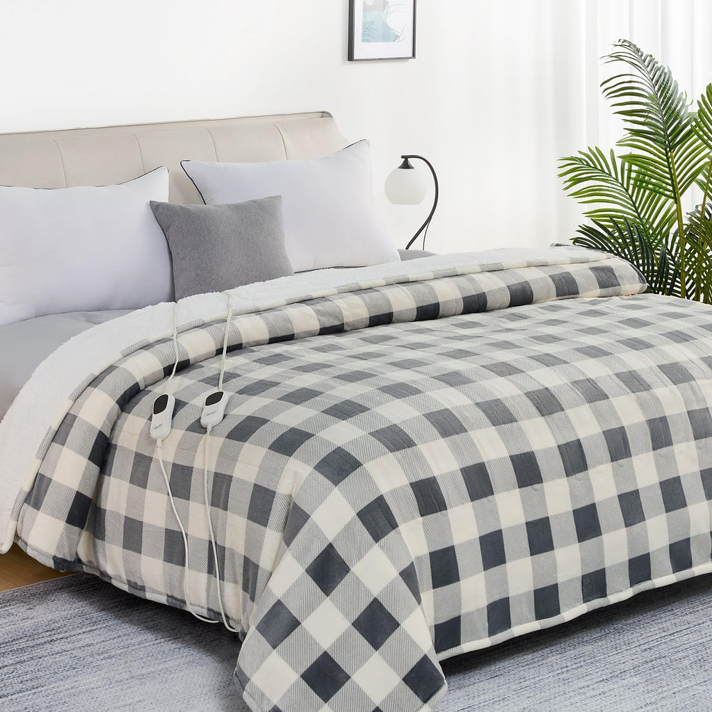 Homemate Electric Blanket Heated Throw - 50“x60“ Ultra Soft Cozy Flannel Heating Blanket with 10 Fast Heat Levels 8 Hours Auto Off Over-Heated Protection ETL Certification Keep Warm in Home Office - Grand Goldman