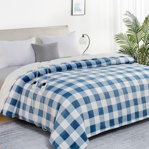 Homemate Electric Blanket Heated Throw - 50“x60“ Ultra Soft Cozy Flannel Heating Blanket with 10 Fast Heat Levels 8 Hours Auto Off Over-Heated Protection ETL Certification Keep Warm in Home Office - Grand Goldman