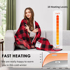 Homemate Electric Blanket Heated Throw - 50“x60“ Ultra Soft Cozy Flannel Heating Blanket with 10 Fast Heat Levels 8 Hours Auto Off Over-Heated Protection ETL Certification Keep Warm in Home Office - Grand Goldman