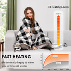 Homemate Electric Blanket Heated Throw - 50“x60“ Ultra Soft Cozy Flannel Heating Blanket with 10 Fast Heat Levels 8 Hours Auto Off Over-Heated Protection ETL Certification Keep Warm in Home Office - Grand Goldman