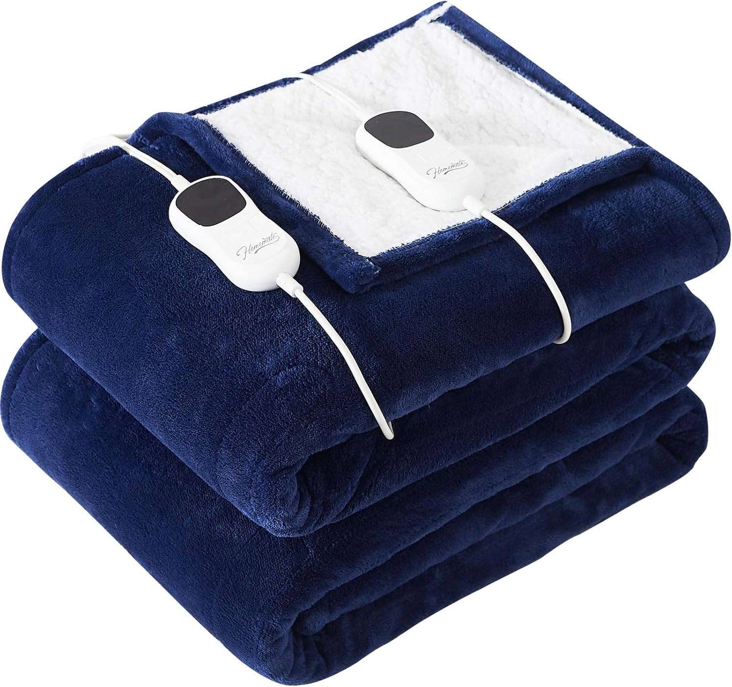 Homemate Heated Blanket Electric Throw - 50"x60" Heating Blanket Throw 1/2/4/6/8 Hours Auto-off 10 Heat Level Heat Blanket Over-heat Protection Flannel Sherpa Heater Blanket Electric ETL Certification - Grand Goldman