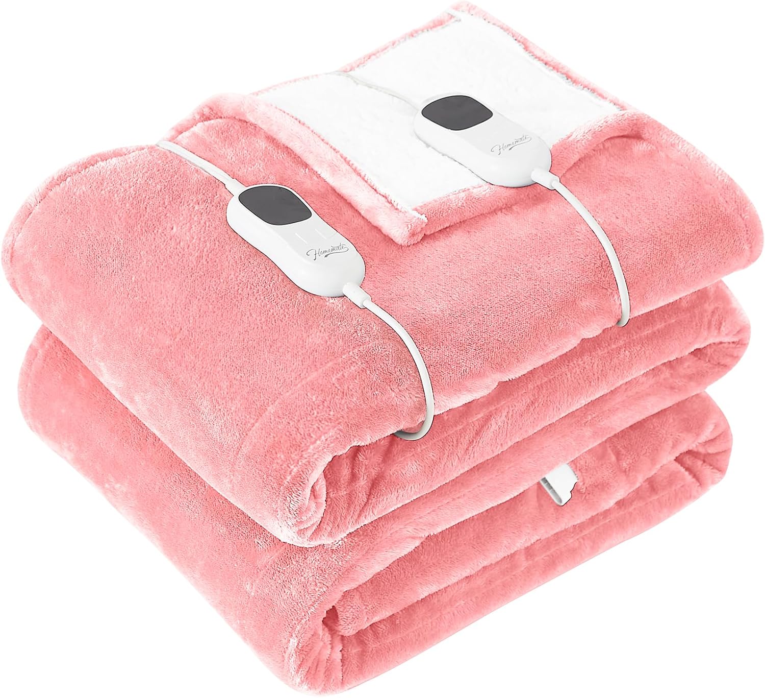 Homemate Heated Blanket Electric Throw - 50"x60" Heating Blanket Throw 1/2/4/6/8 Hours Auto-off 10 Heat Level Heat Blanket Over-heat Protection Flannel Sherpa Heater Blanket Electric ETL Certification - Grand Goldman