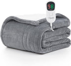 Homemate Heated Blanket Electric Throw - 50"x60" Heating Blanket Throw 1/2/4/6/8 Hours Auto-off 10 Heat Level Heat Blanket Over-heat Protection Flannel Sherpa Heater Blanket Electric ETL Certification - Grand Goldman