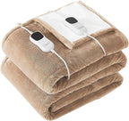 Homemate Heated Blanket Electric Throw - 50"x60" Heating Blanket Throw 1/2/4/6/8 Hours Auto-off 10 Heat Level Heat Blanket Over-heat Protection Flannel Sherpa Heater Blanket Electric ETL Certification - Grand Goldman