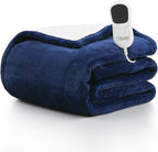 Homemate Heated Blanket Electric Throw - 50"x60" Heating Blanket Throw 1/2/4/6/8 Hours Auto-off 10 Heat Level Heat Blanket Over-heat Protection Flannel Sherpa Heater Blanket Electric ETL Certification - Grand Goldman