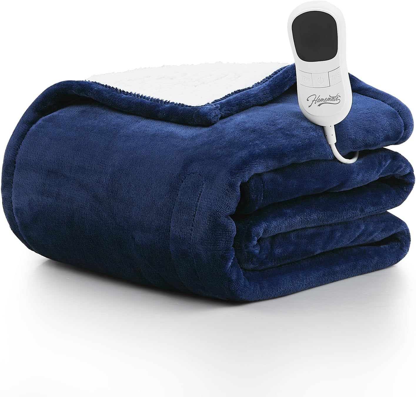 Homemate Heated Blanket Electric Throw - 50"x60" Heating Blanket Throw 1/2/4/6/8 Hours Auto-off 10 Heat Level Heat Blanket Over-heat Protection Flannel Sherpa Heater Blanket Electric ETL Certification - Grand Goldman