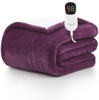 Homemate Heated Blanket Electric Throw - 50"x60" Heating Blanket Throw 1/2/4/6/8 Hours Auto-off 10 Heat Level Heat Blanket Over-heat Protection Flannel Sherpa Heater Blanket Electric ETL Certification - Grand Goldman