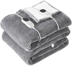 Homemate Heated Blanket Electric Throw - 50"x60" Heating Blanket Throw 1/2/4/6/8 Hours Auto-off 10 Heat Level Heat Blanket Over-heat Protection Flannel Sherpa Heater Blanket Electric ETL Certification - Grand Goldman
