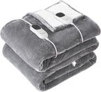 Homemate Heated Blanket Electric Throw - 50"x60" Heating Blanket Throw 1/2/4/6/8 Hours Auto-off 10 Heat Level Heat Blanket Over-heat Protection Flannel Sherpa Heater Blanket Electric ETL Certification - Grand Goldman
